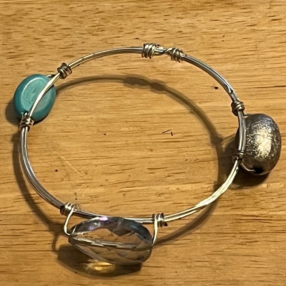 Silver and Blue Beaded Bracelet